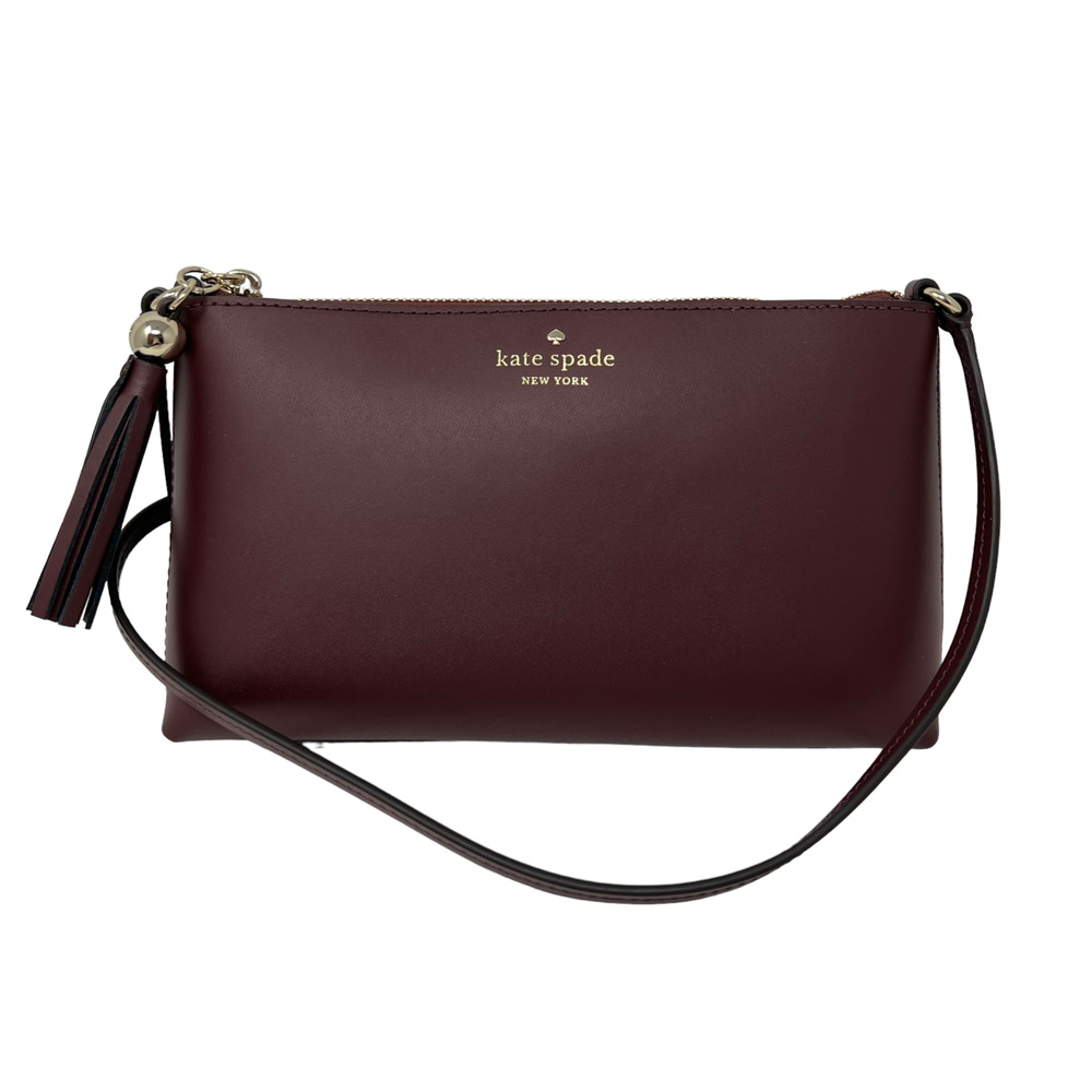 Kate Spade Ivy Street Amy Cherrywood Leather Crossbody Bag W/ Tassel WKRU4856